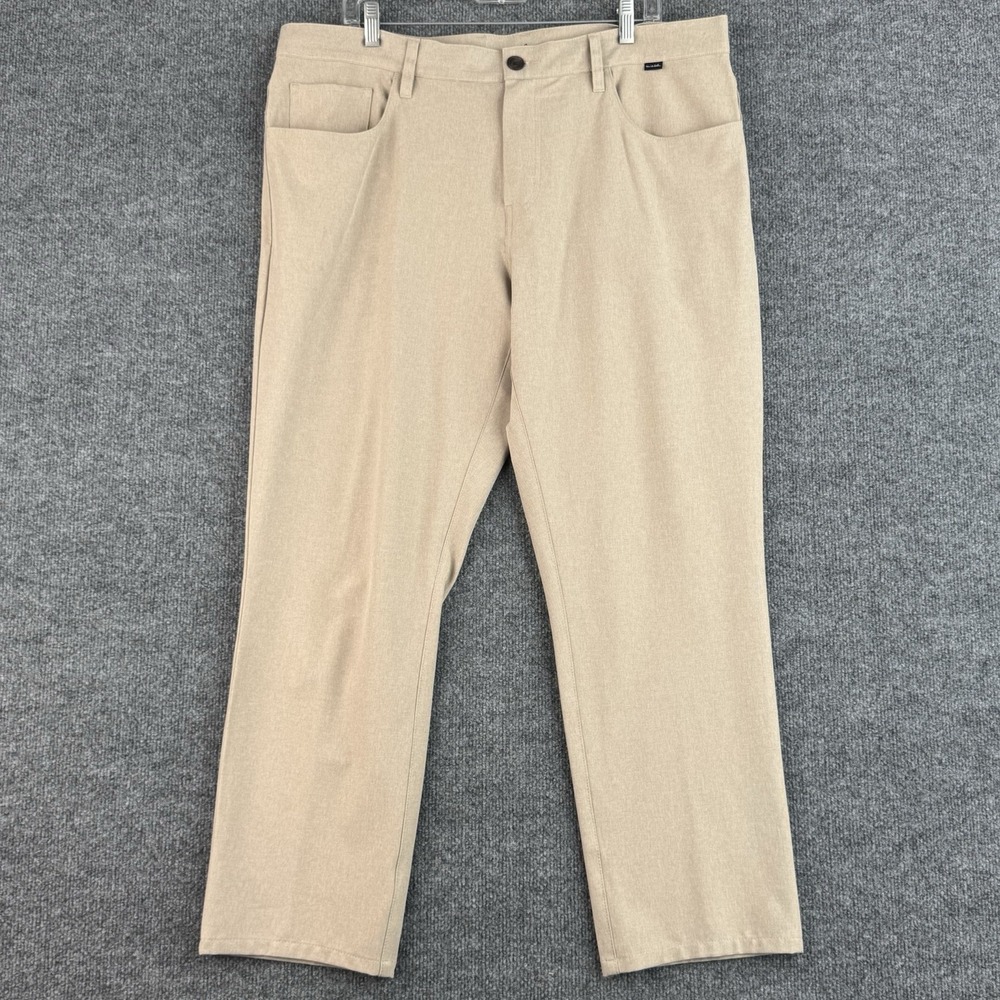 Travis Mathew Performance Pants Mens 38x30 Beige Heather Golf Stretch 5-Pockets